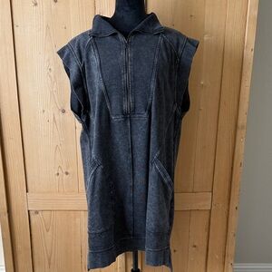 Black Sleeveless sweatshirt Hoodie Dress